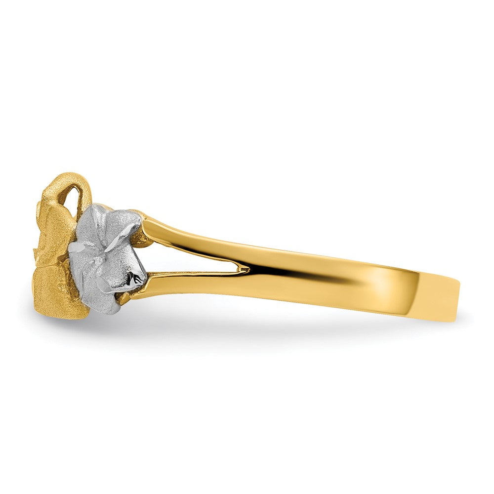 14k Tri-color Plumeria Ring Size 6.75