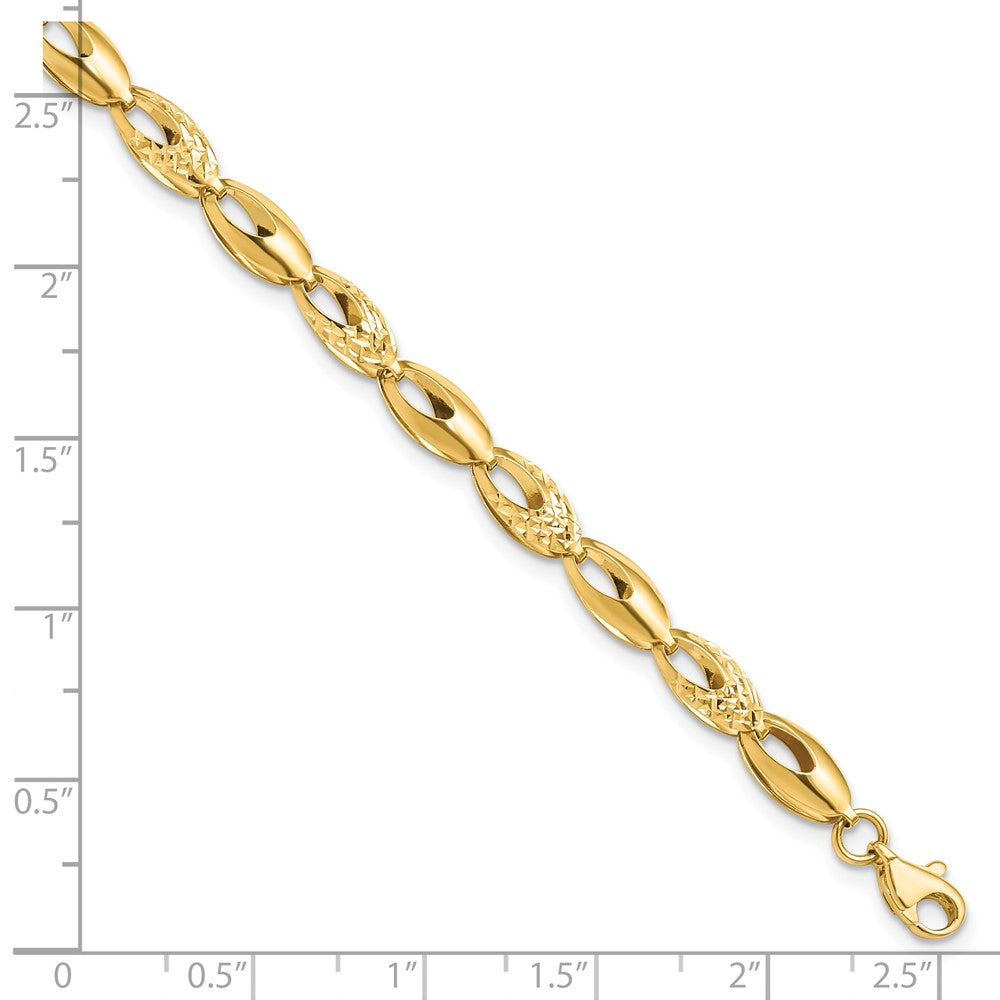 14K Polished and D/C Bracelet 7  inches