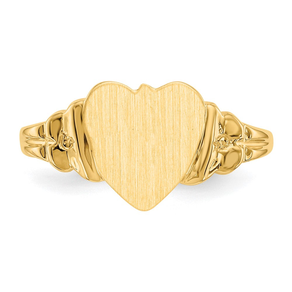 14k 8.0x8.5mm Closed Back Children's Heart Signet Ring Size 5