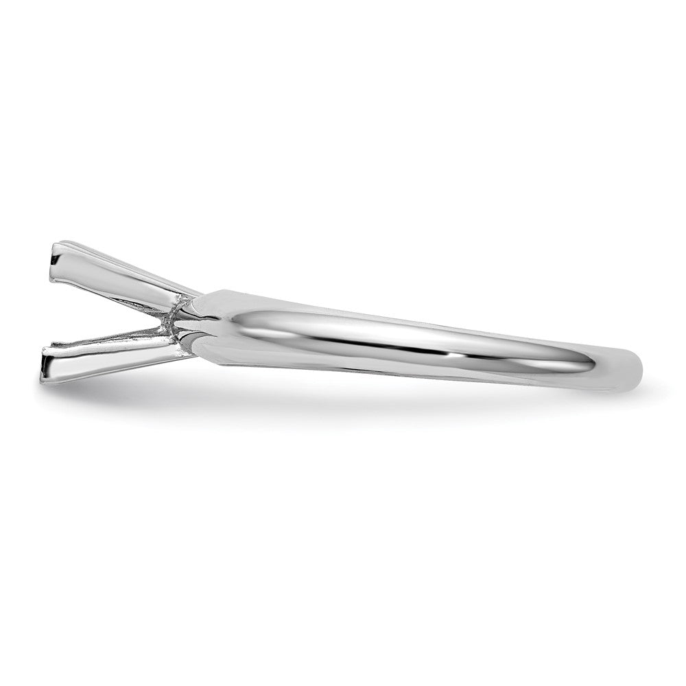 14k White Gold 5.5mm Medium-Weight Half-Round V-End Princess Solitaire Ring Mounting