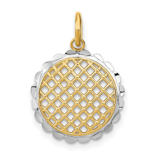 14K w/Rhodium D/C Sunflower Pendant Charm