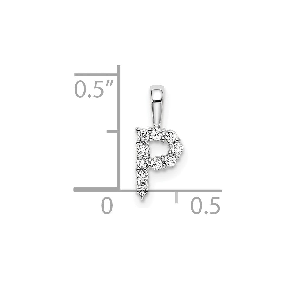 14k White Gold 1/10 carat Lab Grown Diamond VS/SI+ G+ Letter P Initial Pendant