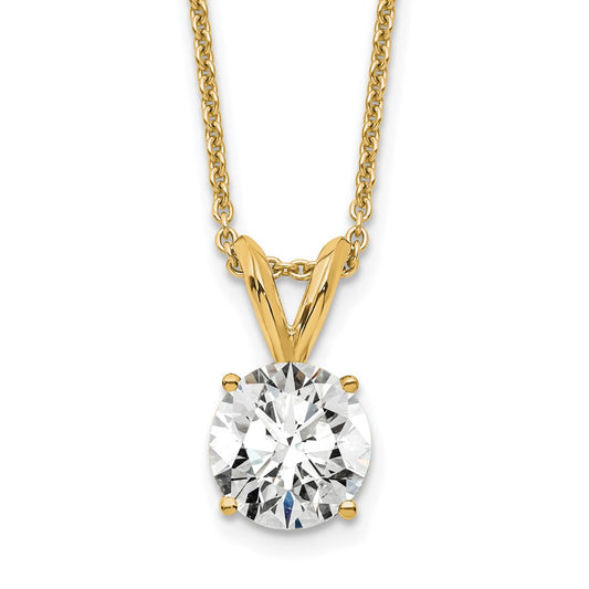 14k 3/4 carat Certified Lab Grown Diamond VS/SI+ G+ Round Complete Four Prong 18 inch Solitaire Pendant Necklace