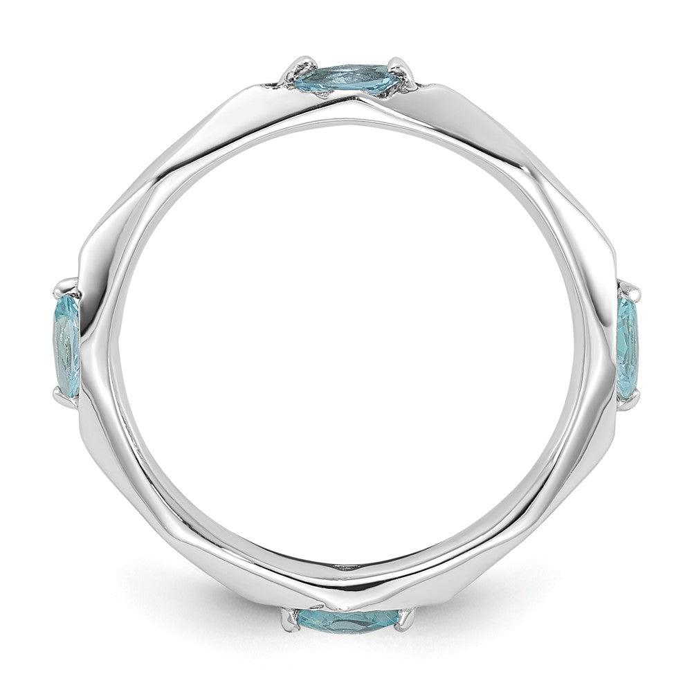 Sterling Silver Stackable Expressions Rhodium-plated Blue Topaz Ring