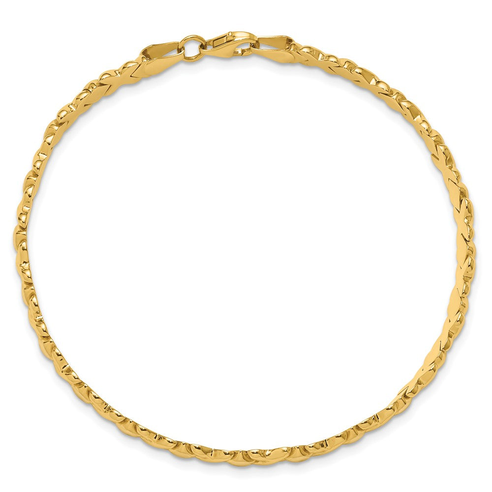 10K with Rhodium Polished and D/C Bracelet 8  inches