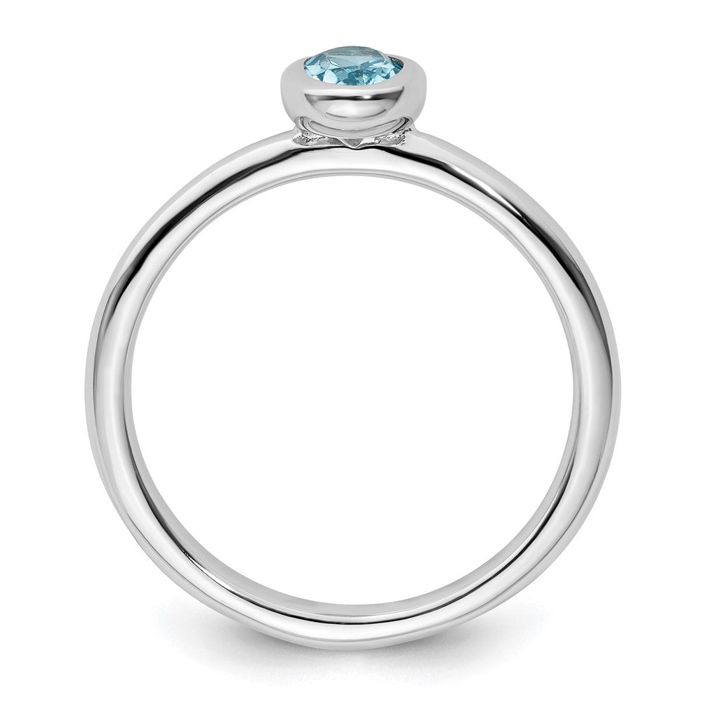 Sterling Silver Stackable Expressions Oval Blue Topaz Ring Size -7