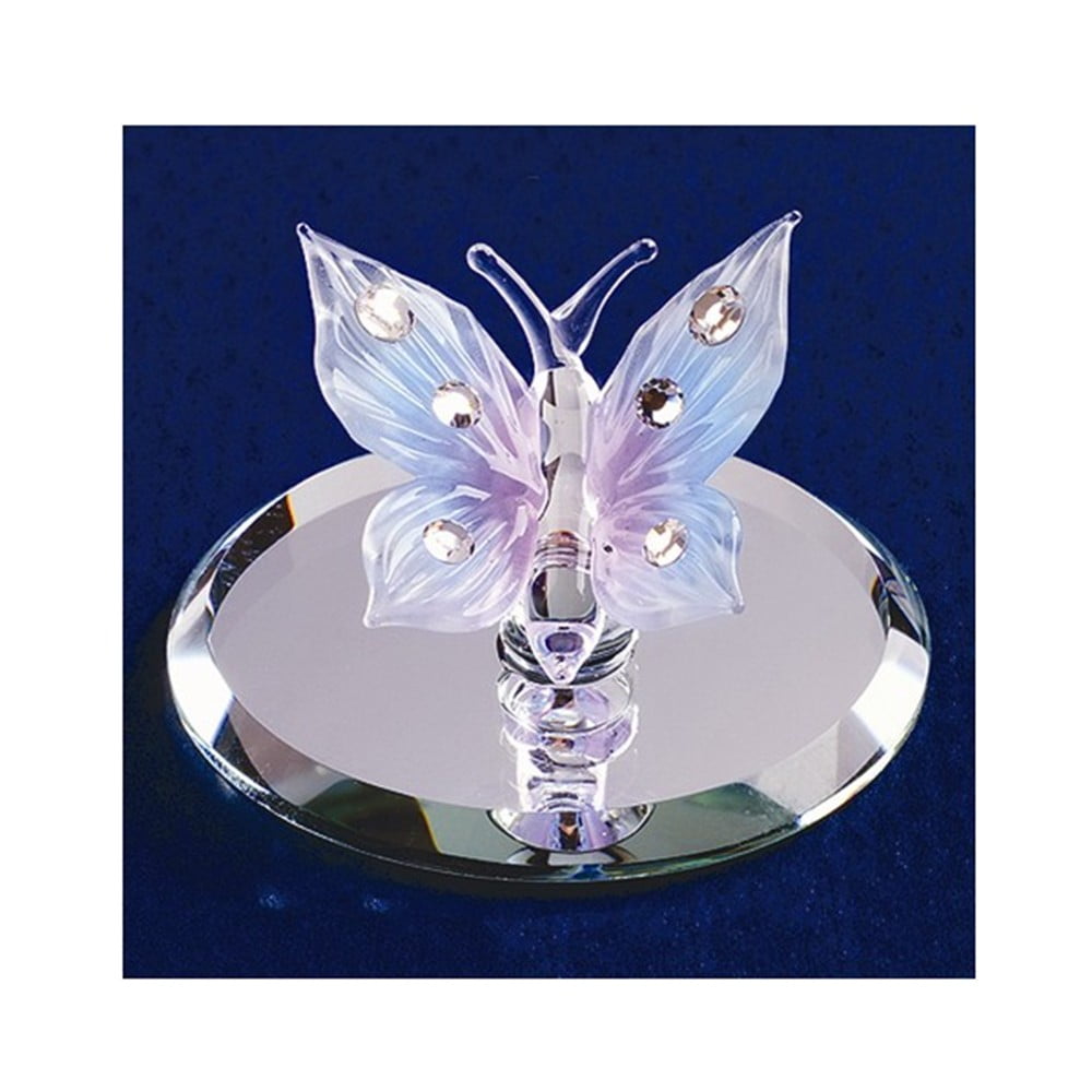 Blue Butterfly with Crystals Handcrafted Glass Figurine QGP1144