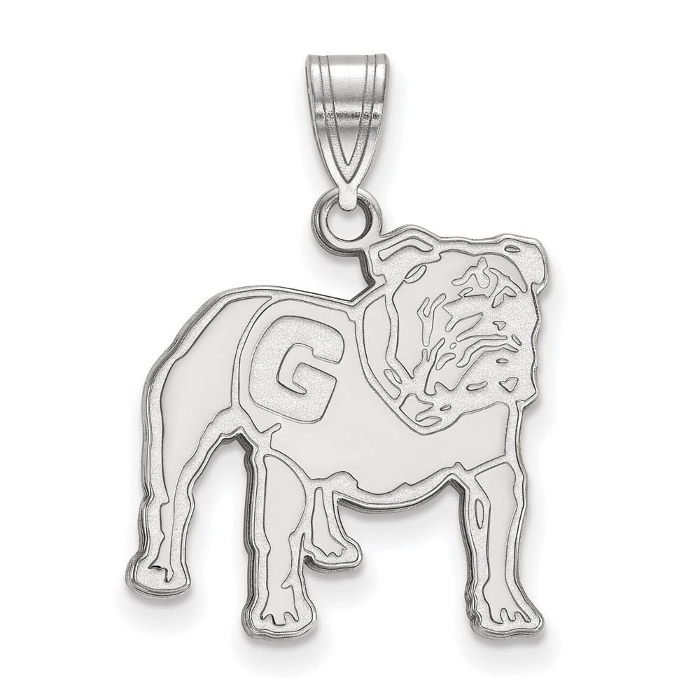 Sterling Silver Rhodium-plated LogoArt University of Georgia Bulldog Large Pendant Q-SS061UGA