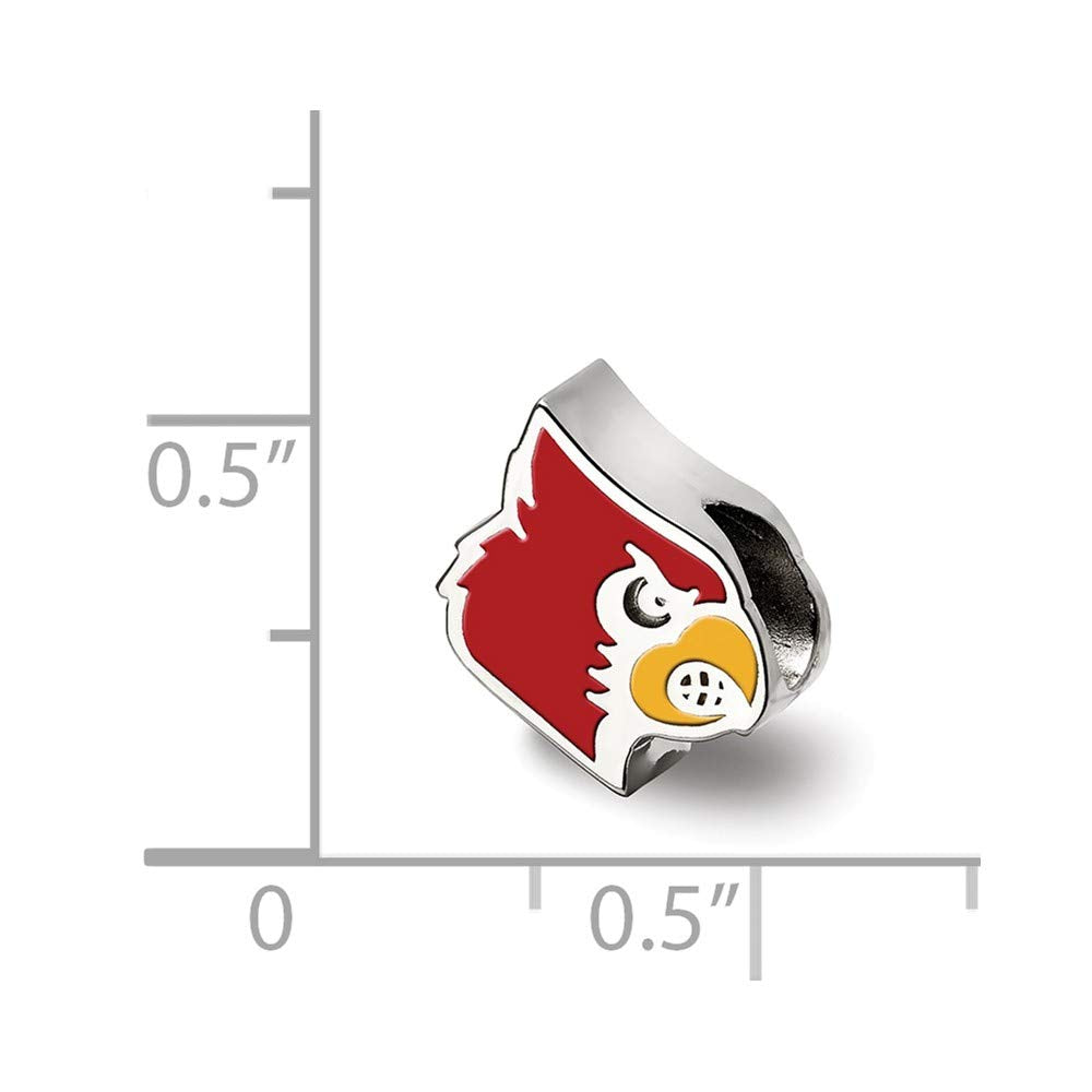 Sterling Silver Univ. of Louisville Cardinal Enamel Bead Charm