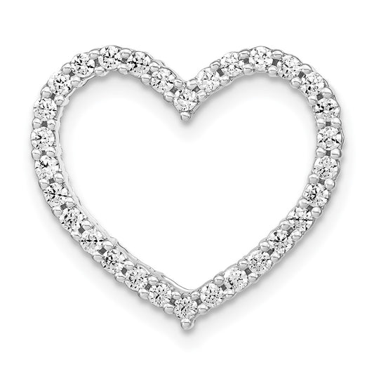 14k White Gold 1/2 carat Lab Grown Diamond VS/SI+ G+ Heart Chain Slide Pendant