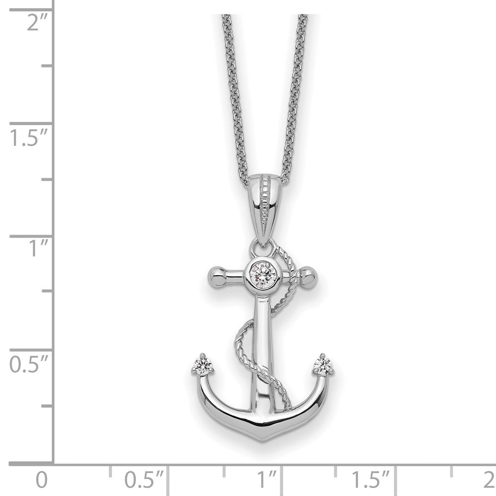 Sentimental Expressions Sterling Silver Rhodium-plated CZ My Mother My Anchor 18in Necklace 18 Inches