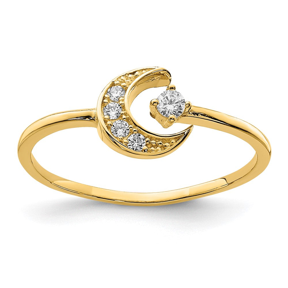 14K CZ Moon Ring Size 7