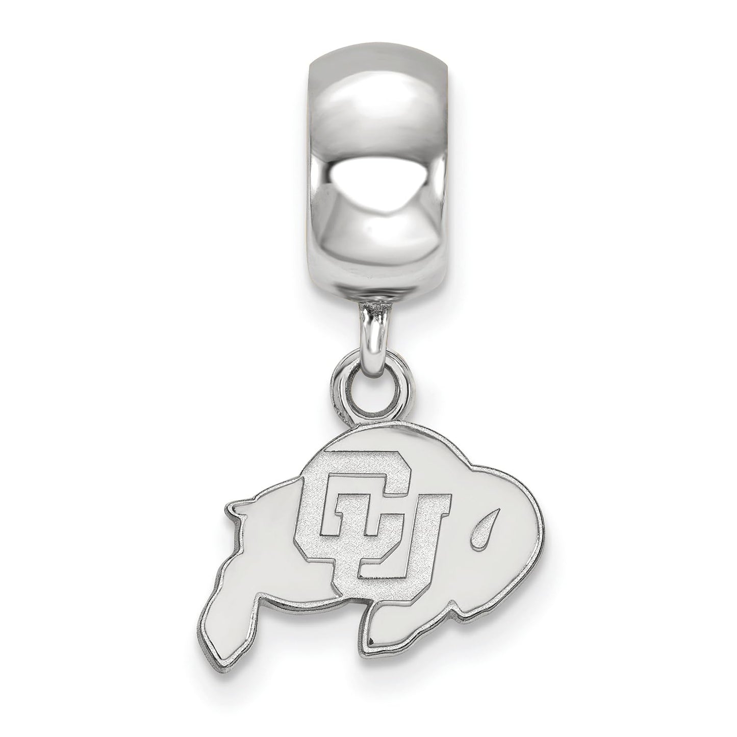 Sterling Silver Rhodium-plated LogoArt University of Colorado Buffalo Extra Small Dangle Bead Charm