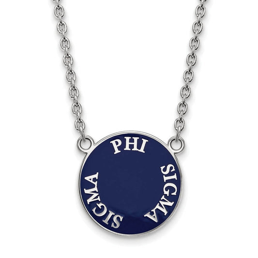 Sterling Silver 18in Official Licensed Greek Sororities Phi Sigma Sigma (???) Small Enamel Pendant w/Necklace