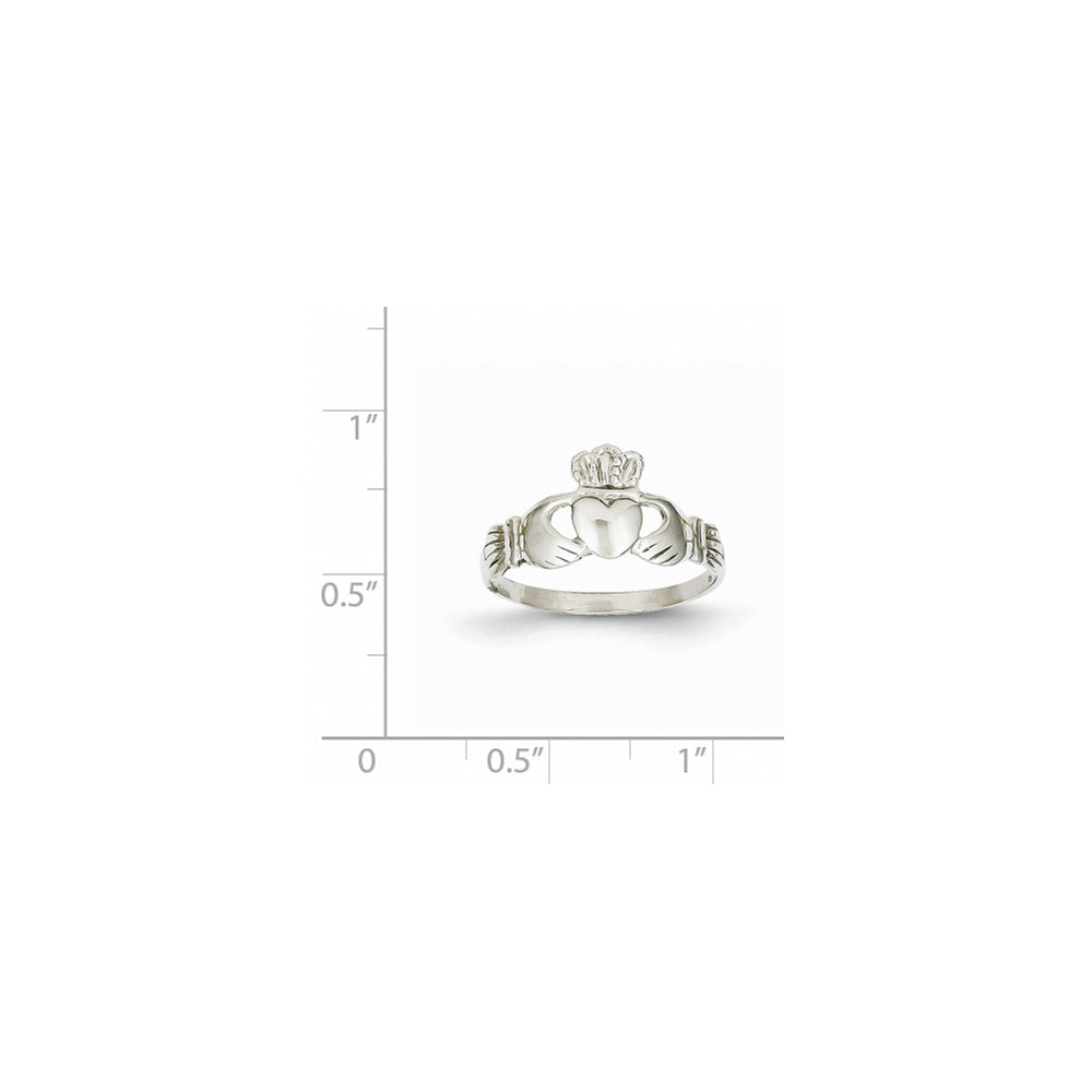 14k White Gold Ladies Claddagh Ring Size 6.5
