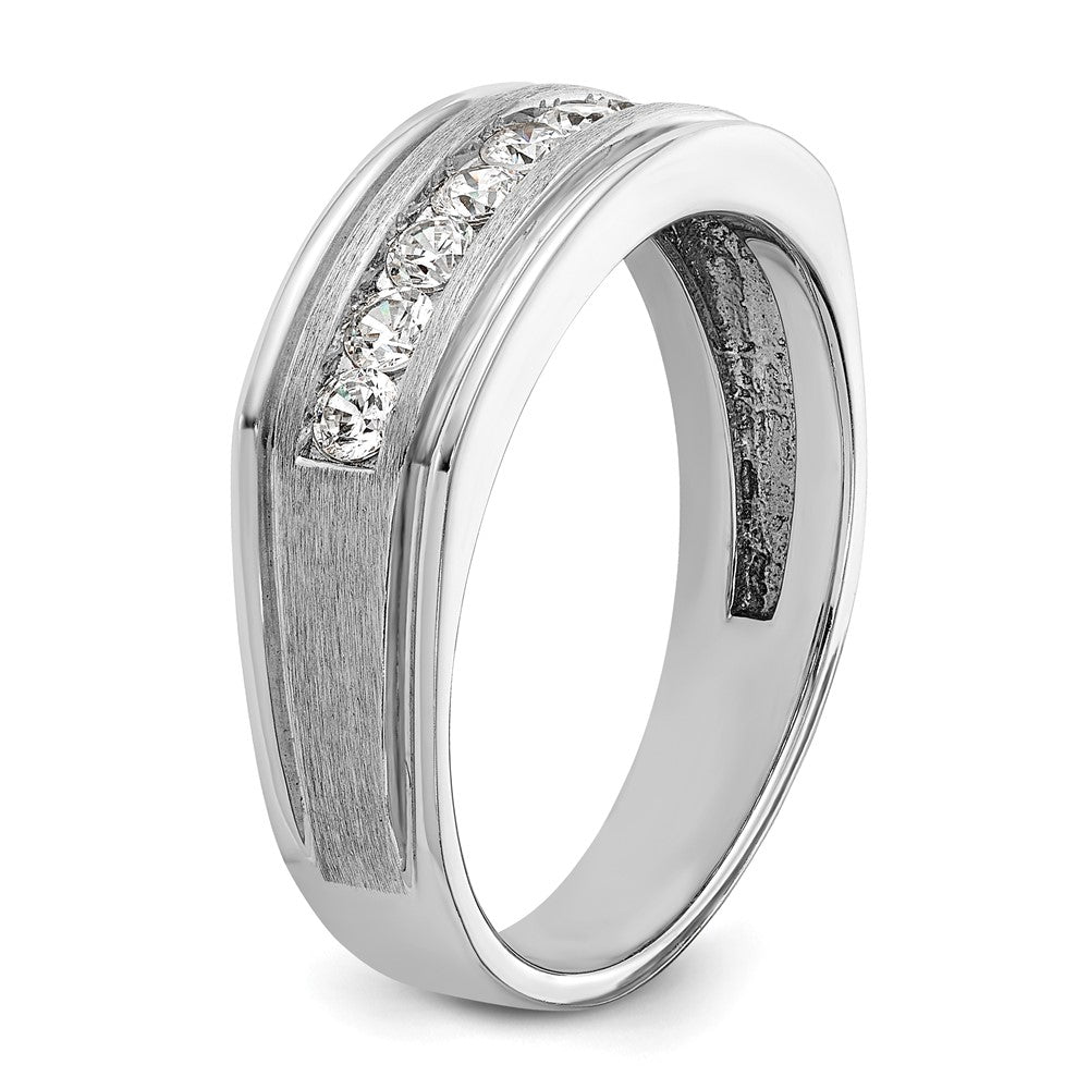IBGoodman 14k White Gold 1/2 carat Lab Grown Diamond VS/SI+ G+ Nine Stone Complete Polished Brushed and Grooved Men's Ring