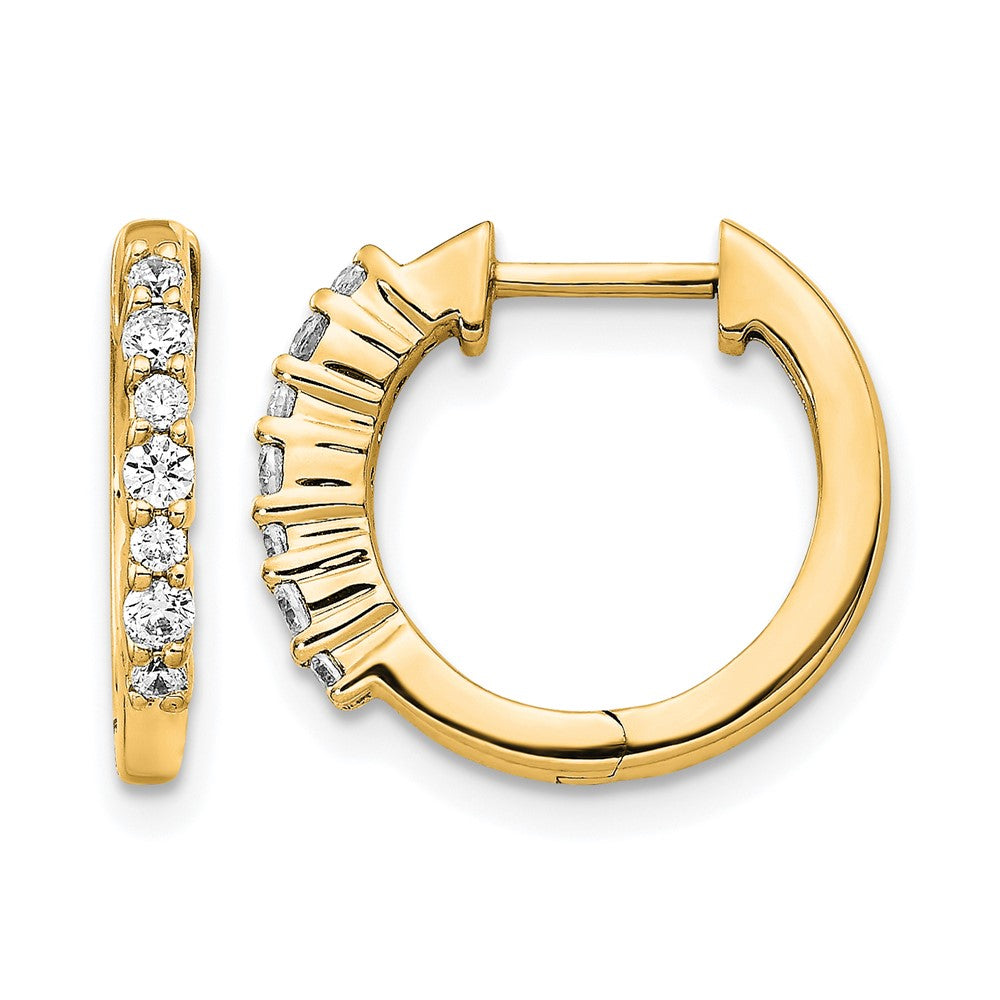 14K Gold 1/4 Carat Diamond Hinged Hoop Earrings
