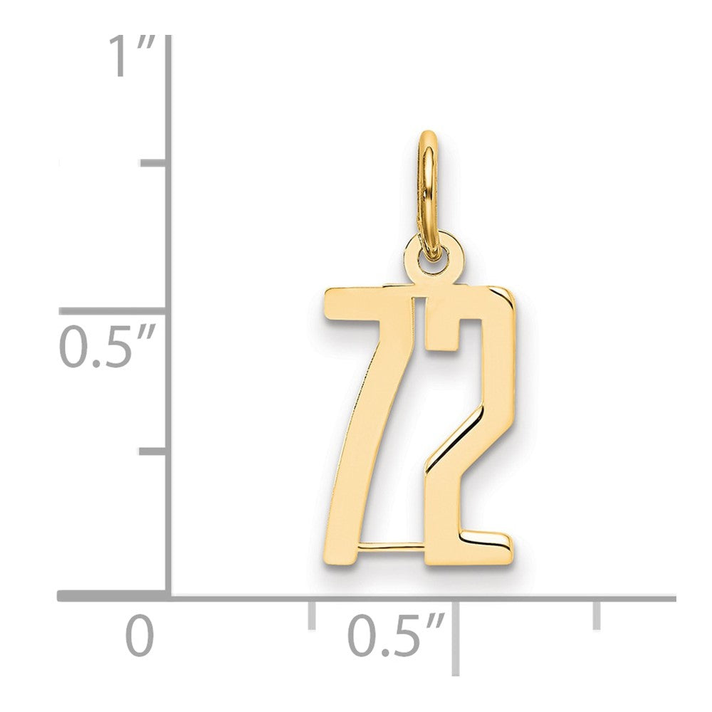 14k Small Elongated Number 72 Charm