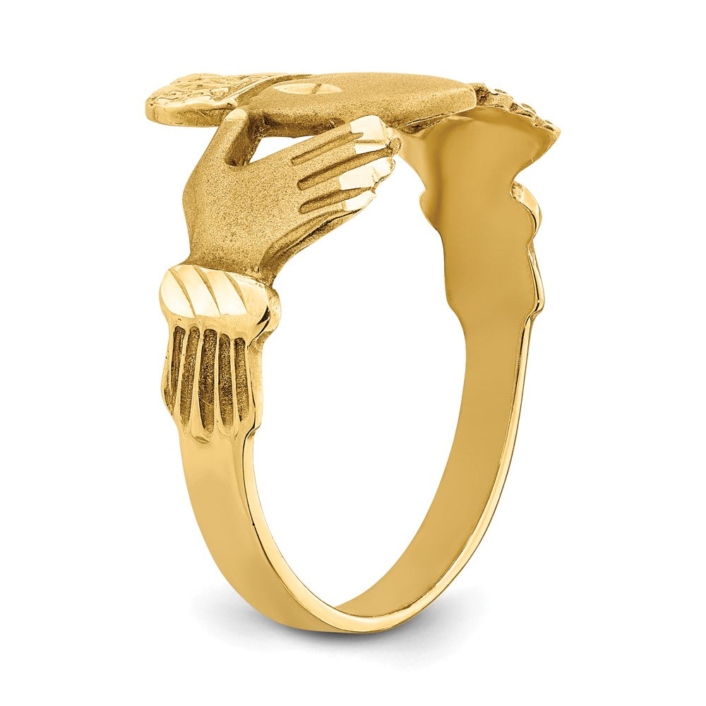 14K Diamond-cut Claddagh Ring Size 10