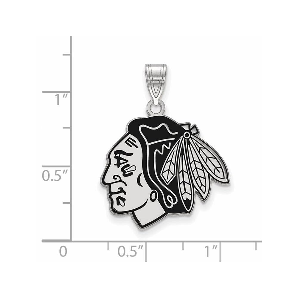 LogoArt NHL Chicago Blackhawks Sterling Silver Large Enamel Pendant