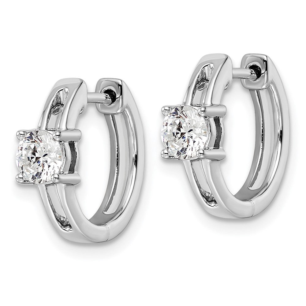 True Origin 14k White Gold 5/8 carat Lab Grown Diamond VS DEF Hinged Hoop Earrings