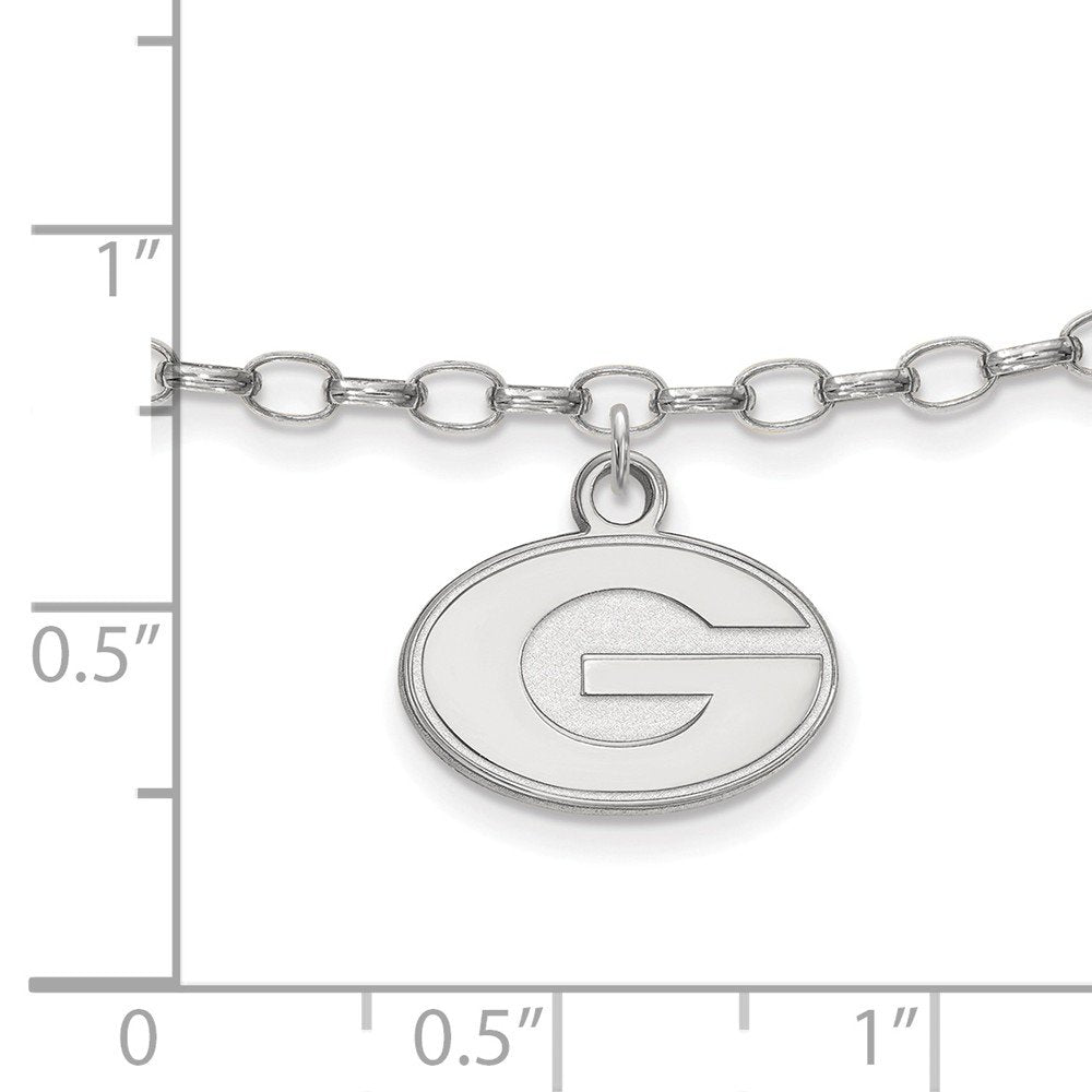 Sterling Silver Rhodium-plated LogoArt University of Georgia Anklet