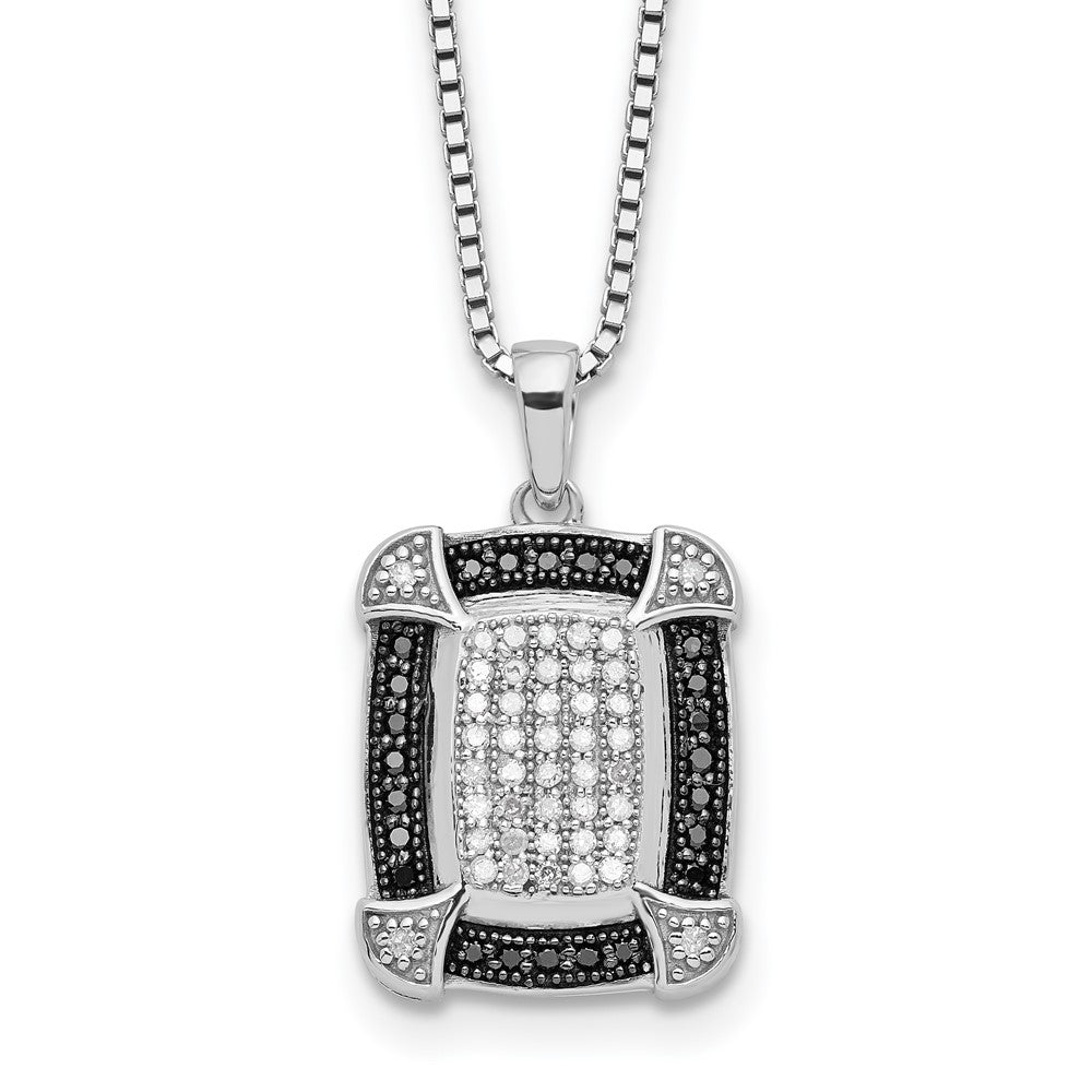 White Night Sterling Silver Rhodium-plated Black and White Diamond 18 Inch Necklace with 2 Inch Extender 18 Inches
