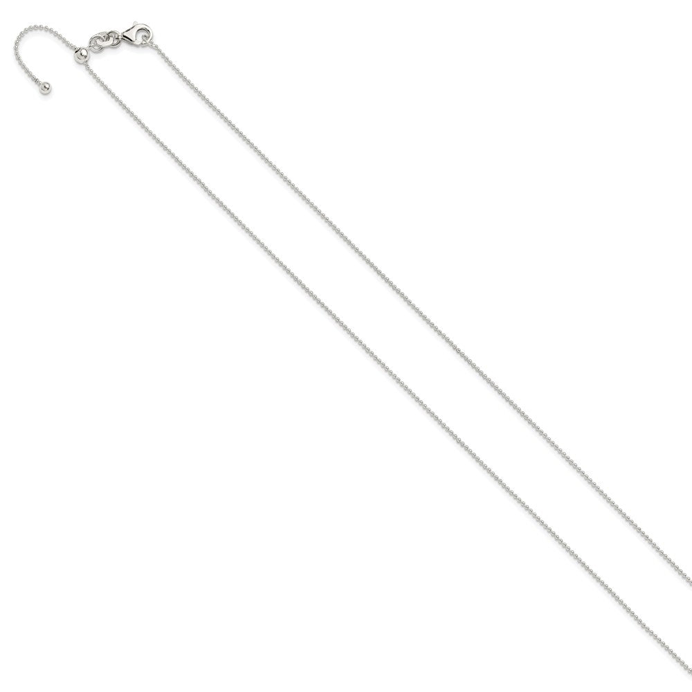 Sterling Silver Polished Beaded Adjustable Necklace 24 Inches