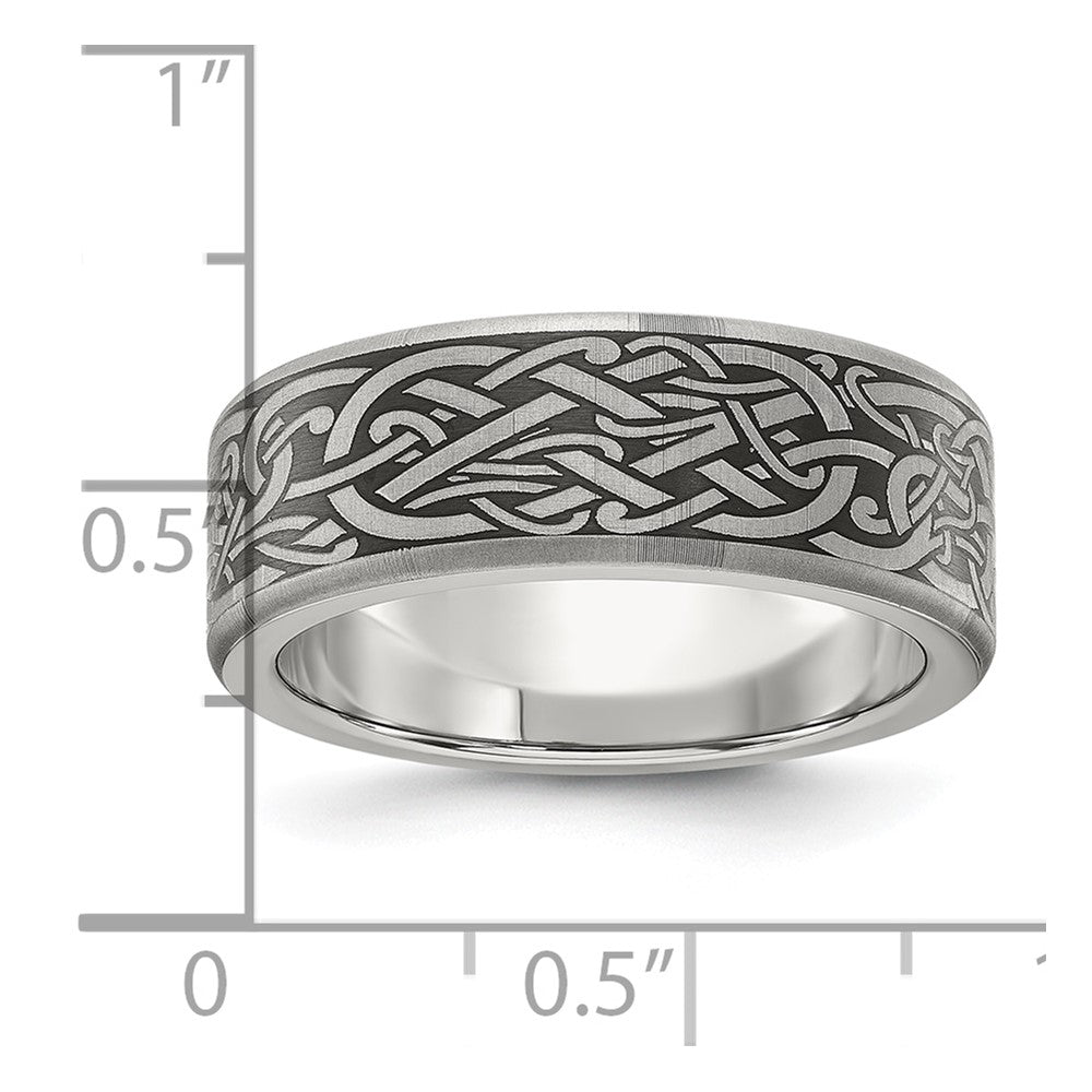 Chisel Titanium Brushed Laser Design 8mm Band Size - 13