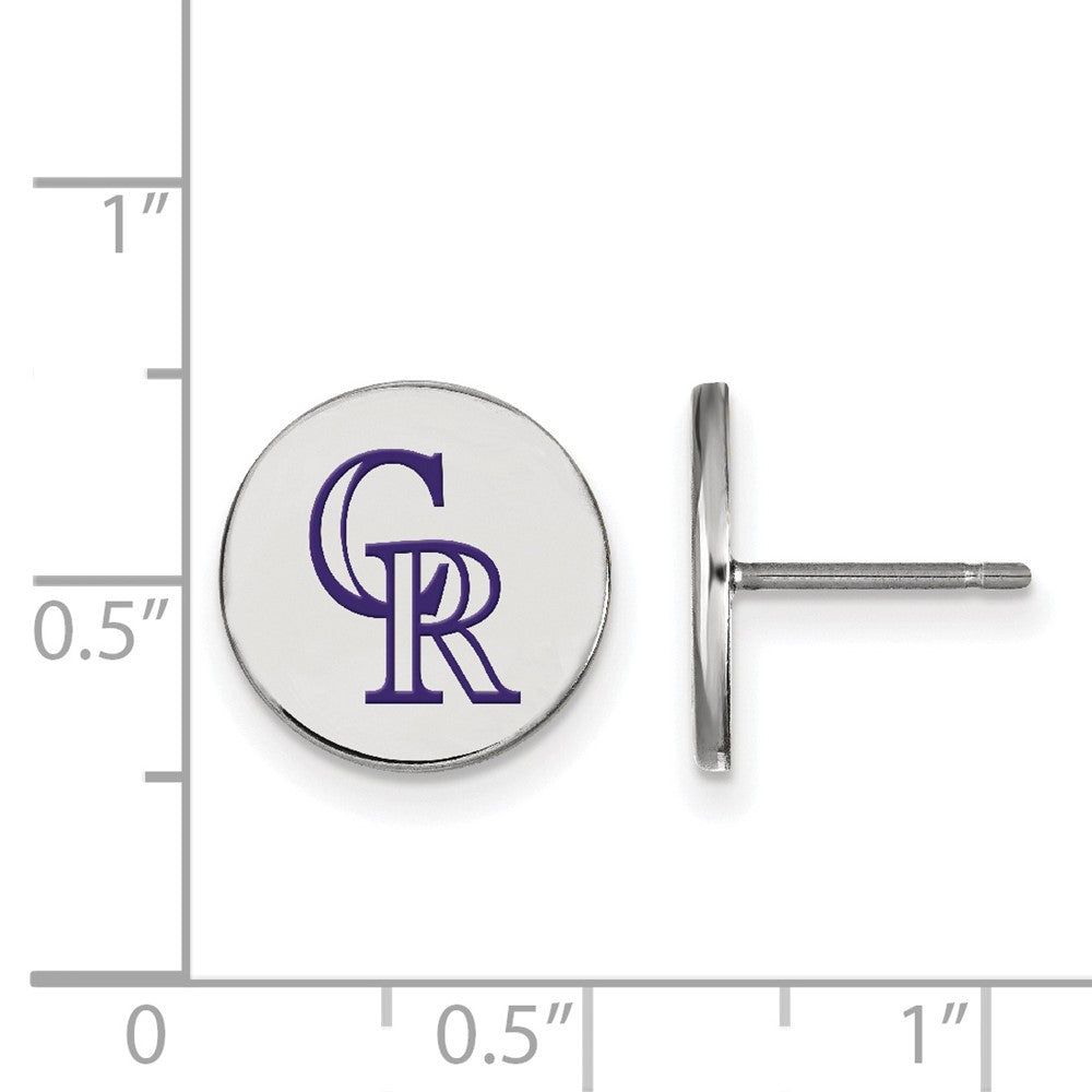 Sterling Silver Rhodium-plated MLB LogoArt Colorado Rockies Small Enamel Disc Post Earrings