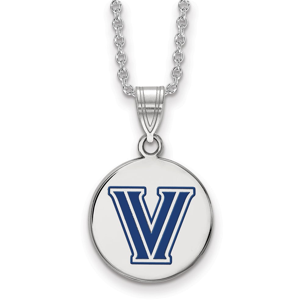 Sterling S. Rh-p LogoArt Villanova University Medium Enamel Necklace