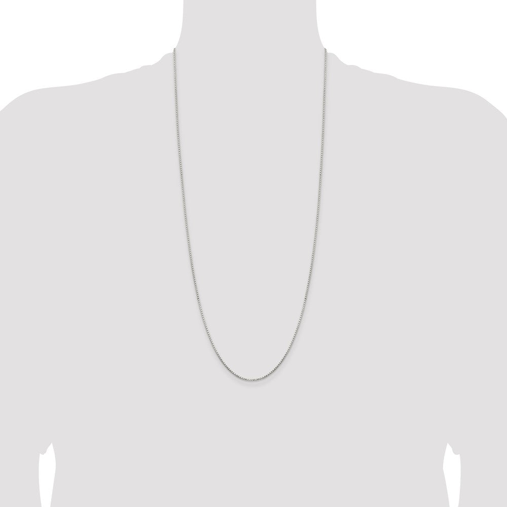 Sterling Silver 1.3mm Diamond-cut Round Box Chain 30 Inches