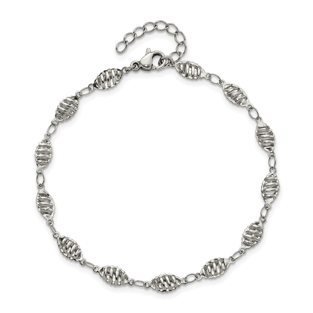 Stainless Steel Polished 9in Plus 1in ext. Anklet