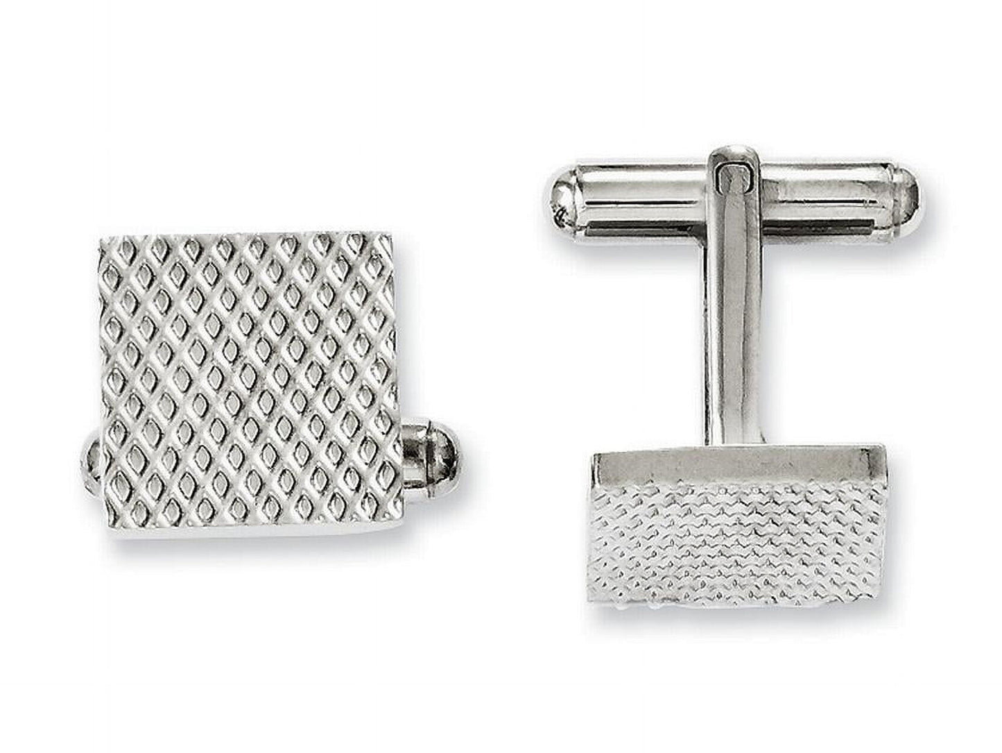 Primal Steel Stainless Steel Polished and Textured Cuff Links