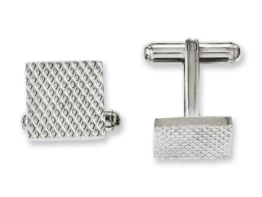 Primal Steel Stainless Steel Polished and Textured Cuff Links
