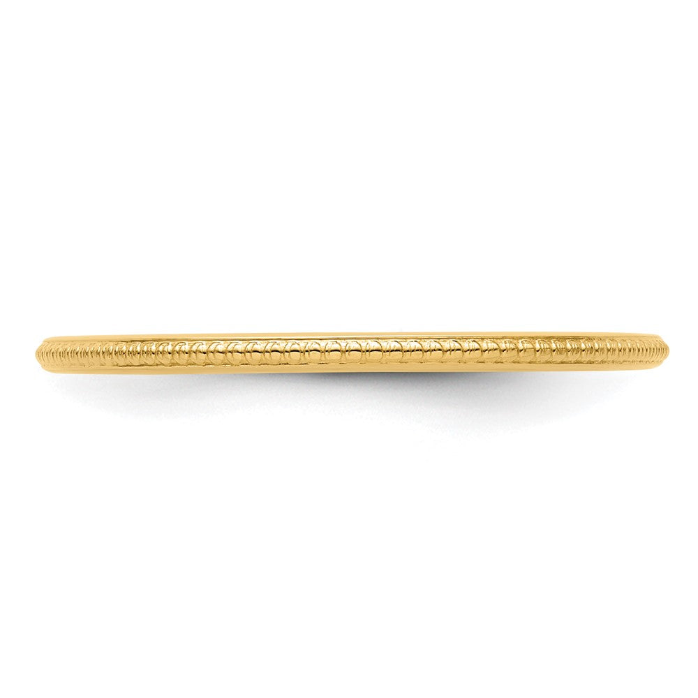10K Yellow Gold 1.2mm Beaded Stackable Band Size 8.5