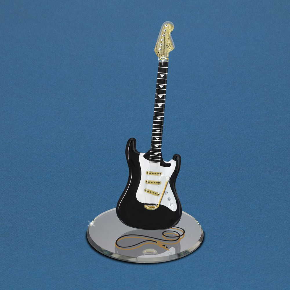 Glass Baron Black Vintage Electric Guitar Glass Figurine