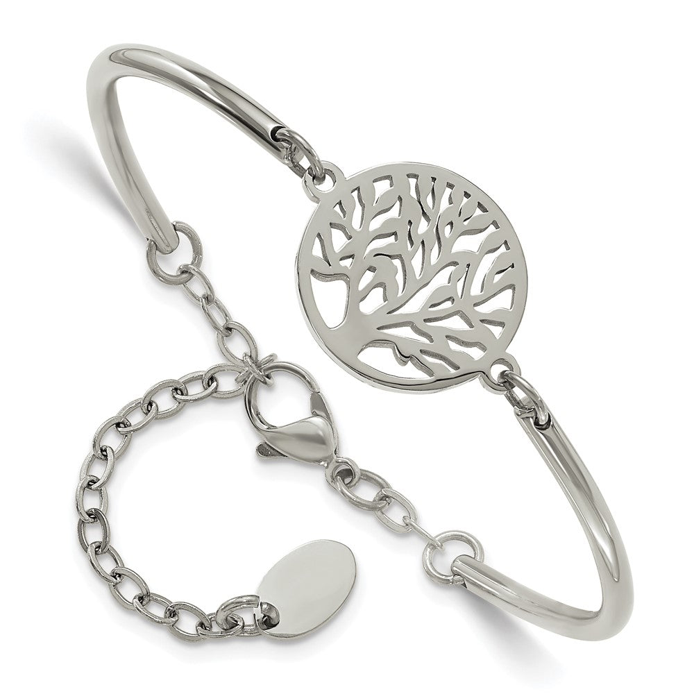 Stainless Steel Polished Tree 5.5in w/2in ext Bracelet 5.5 inches
