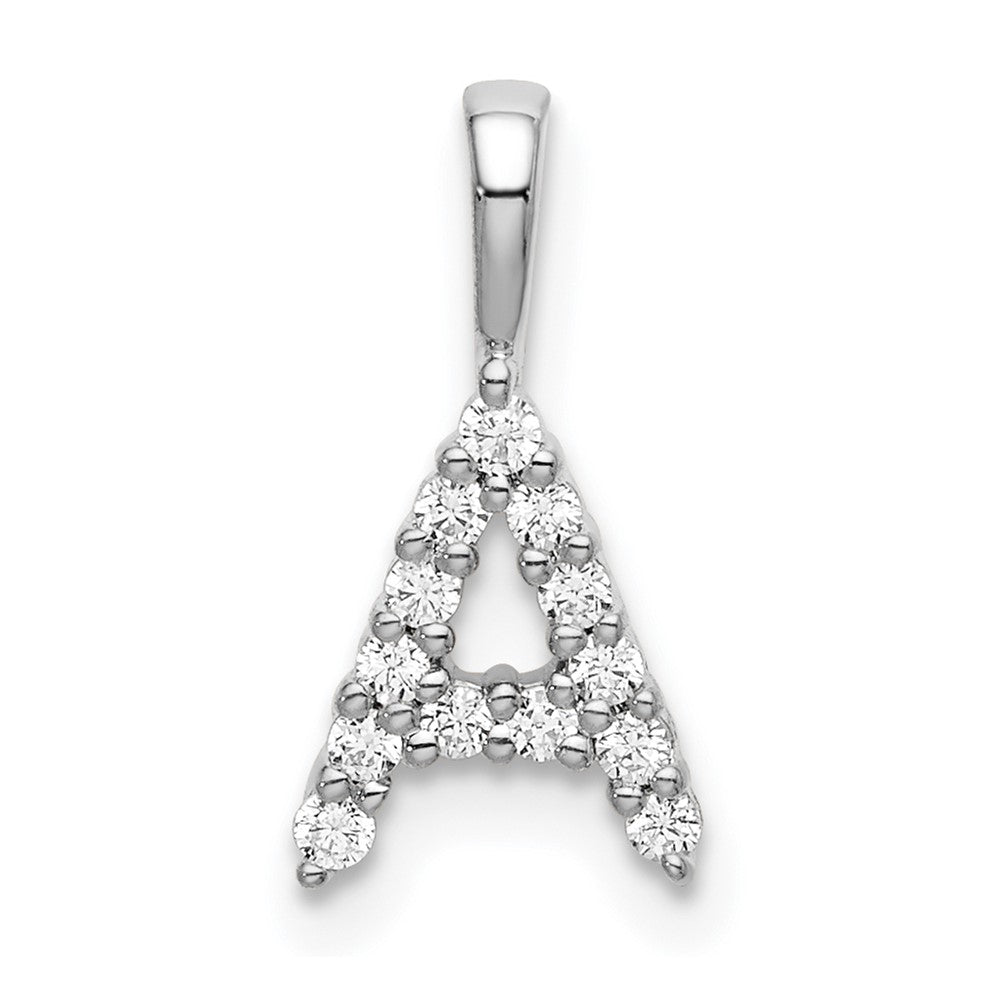 14k White Gold 1/8 carat Lab Grown Diamond VS/SI+ G+ Letter A Initial Pendant