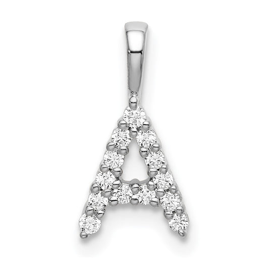 14k White Gold 1/8 carat Lab Grown Diamond VS/SI+ G+ Letter A Initial Pendant