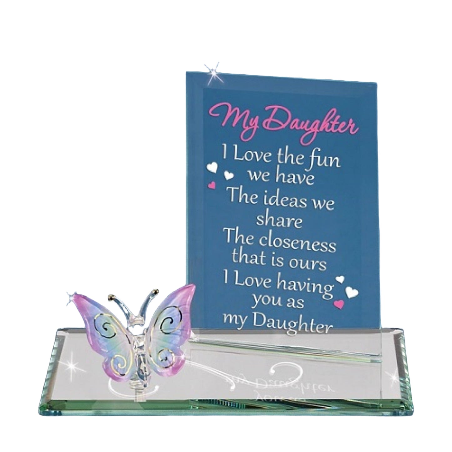 Glass Baron MY DAUGHTER Sentiment with Blue Butterfly Figurine QGM15112