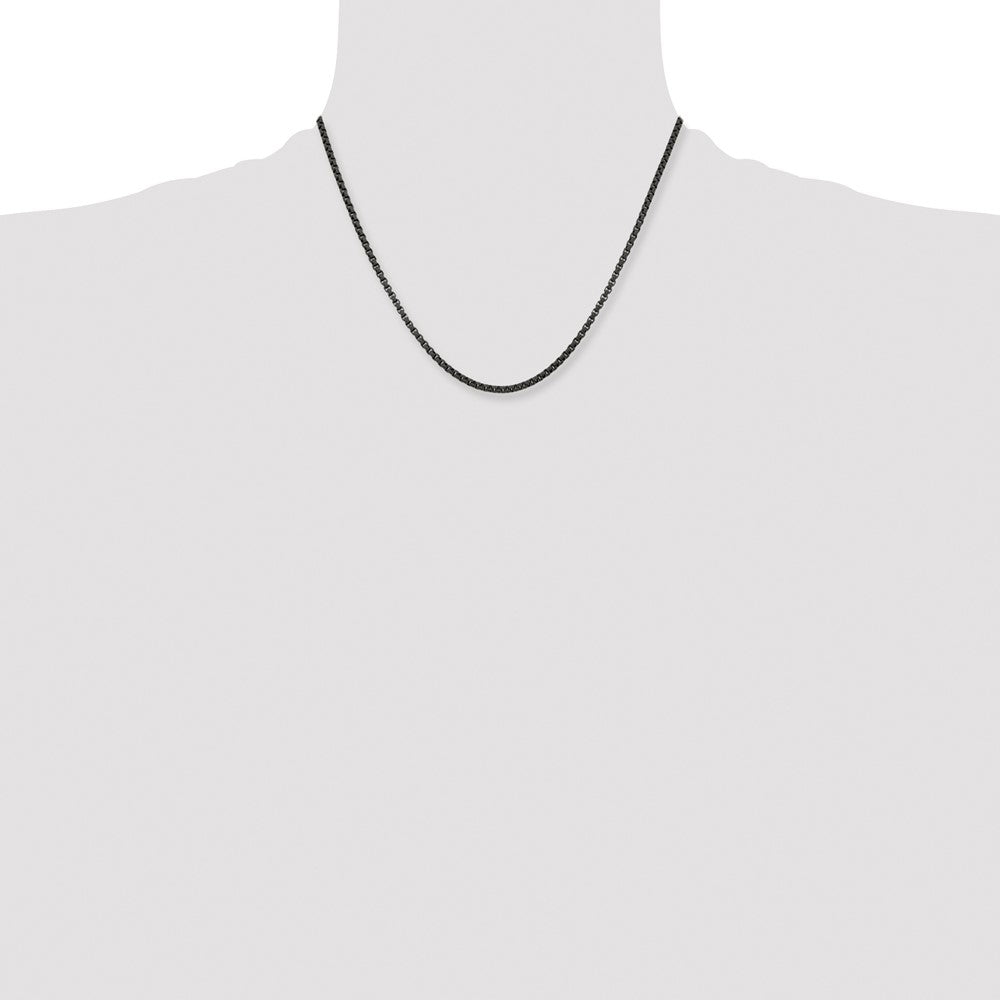 Stainless Steel Polished Black IP-plated 18in Box Chain