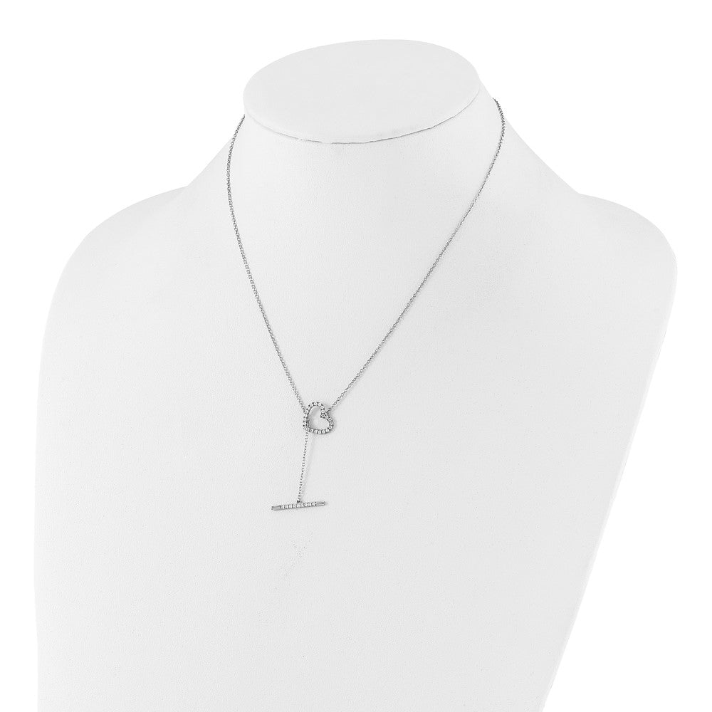 14k White Gold 1/3 carat Lab Grown Diamond VS/SI+ G+ 20 inch Heart Toggle Necklace