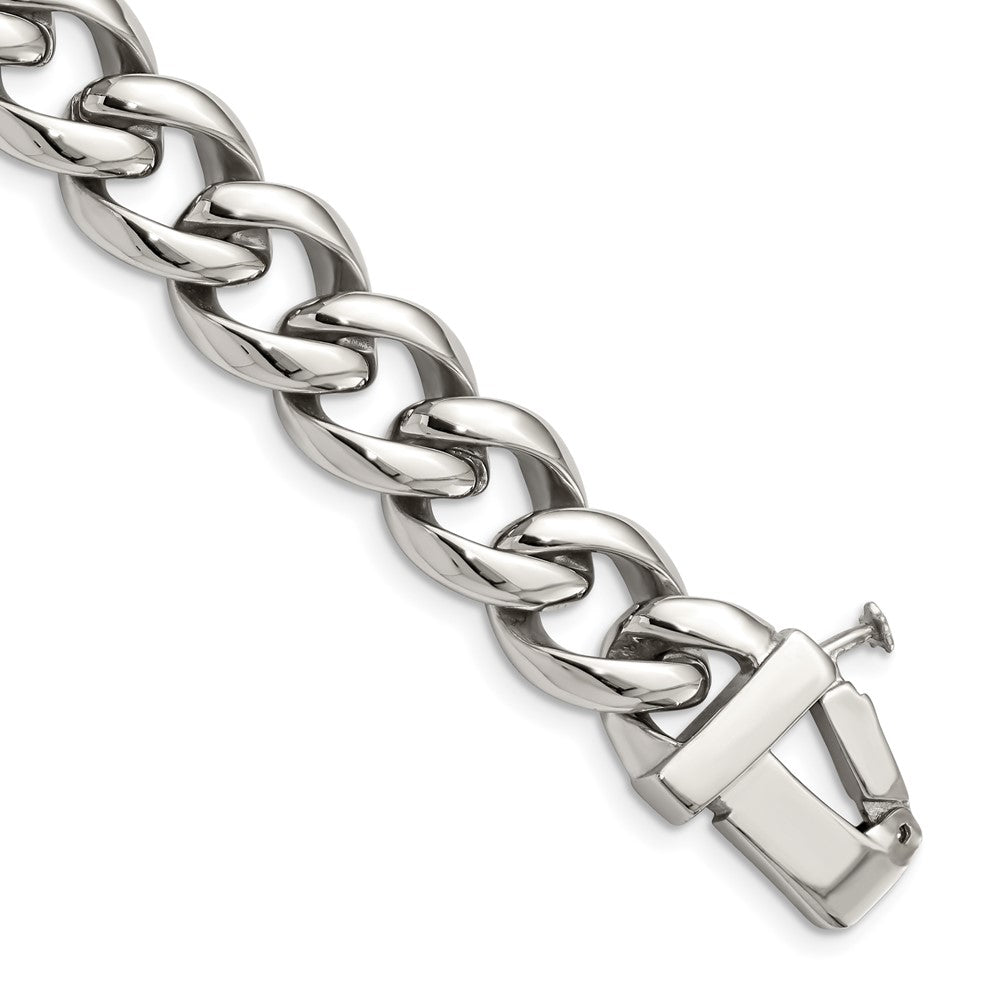 Stainless Steel Polished w/ID Plate 8.5in Bracelet 8.5 inches