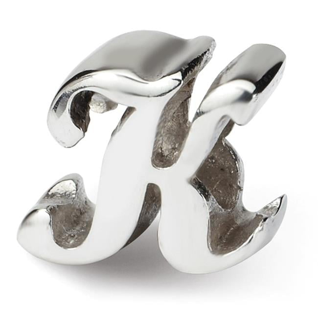 Reflection Beads QRS1430K Sterling Silver Letter K Script Bead