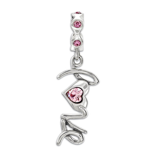 Sterling Silver Reflections Crystals LOVE Dangle Bead