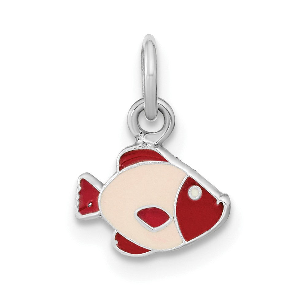 Sterling Silver Rhodium-plated Polished Enameled Fish Pendant