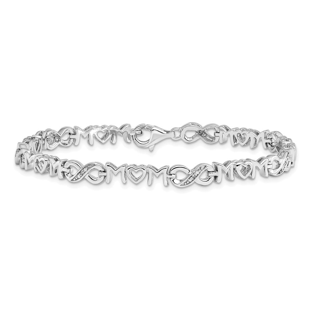 Sterling Silver Rhodium-plated Heart Mom Infinity Diamond Bracelet 7.5 inches