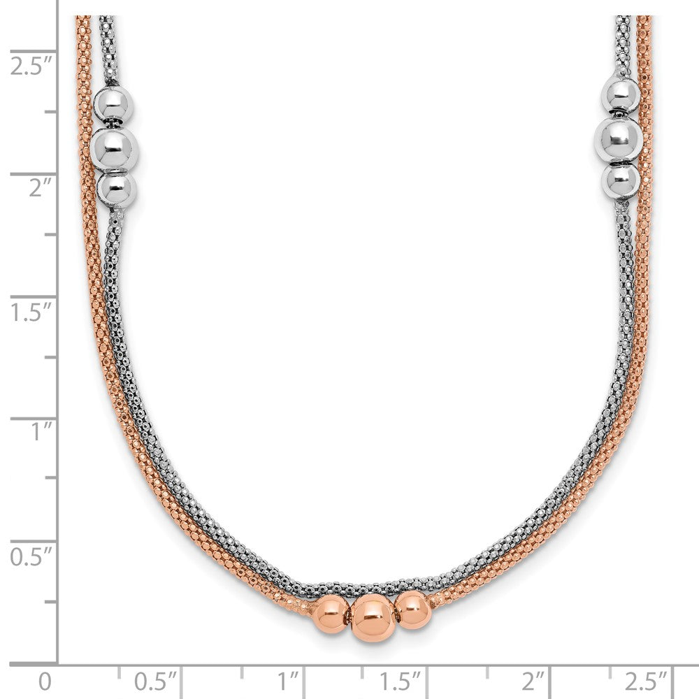 Sterling Silver Rhodium and Rose-tone w/1.75in ext. Necklace