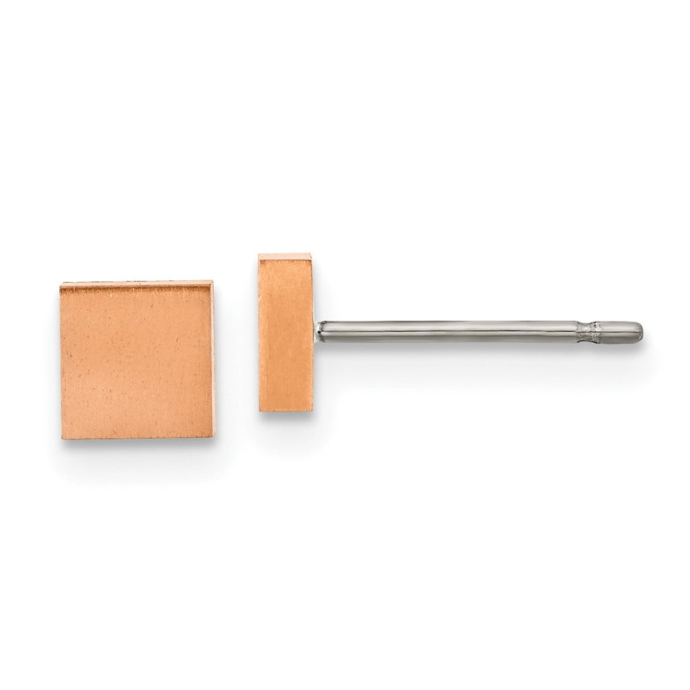 Titanium Brushed Rose IP-plated Square Post Earrings